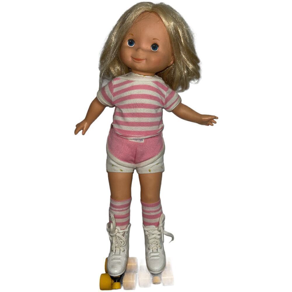 Vintage 1970's Fisher Price Mandy Doll On Roller Skates 15"